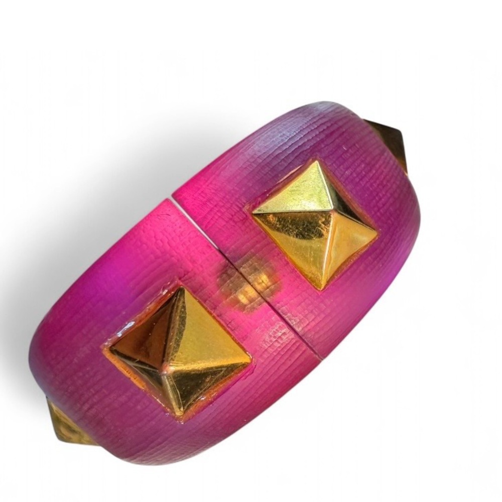 Alexis Bittar Pink Bangle with Gold Pyramid Studs - Picture 5 of 10
